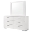  Coaster Furniture Felicity 203503M 6-Drawer Wood Dresser with Mirror - White High Gloss IMAGE 3