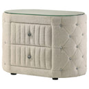  Coaster Furniture Sonya 360112 2-Drawer Upholstered Nightstand Bedside Table - Ivory IMAGE 2