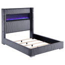  Coaster Furniture Tisdall 306030Q Upholstered Queen Flame Visualizer Bed - Grey IMAGE 1