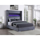  Coaster Furniture Tisdall 306030Q Upholstered Queen Flame Visualizer Bed - Grey IMAGE 4