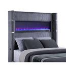  Coaster Furniture Tisdall 306030KE Upholstered Eastern King Flame Visualizer Bed - Grey IMAGE 6