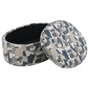  Coaster Furniture Tomkins 509674 Oval Upholstered Storage Ottoman - Indigo Blue IMAGE 2