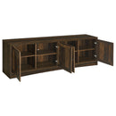  Coaster Furniture Laughlin 724123 4-door Engineered Wood 78-inch TV Stand - Dark Pine IMAGE 2