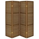  Coaster Furniture Browning 961638 4-panel Bamboo Room Divider Folding Screen - Walnut IMAGE 2