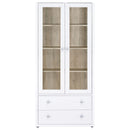  Coaster Furniture Hawthorne 953477 4-shelf Glass Door Tall Cabinet with Drawers - White IMAGE 3