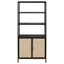  Coaster Furniture Amherst 961651 3-shelf Radio Weave Cane Metal Accent Cabinet - Black IMAGE 2
