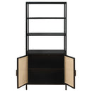  Coaster Furniture Amherst 961651 3-shelf Radio Weave Cane Metal Accent Cabinet - Black IMAGE 3
