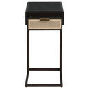 Coaster Furniture Amherst 931631 1-Drawer Radio Weave Cane Metal Side Table - Black IMAGE 3