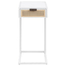  Coaster Furniture Amherst 931632 1-Drawer Radio Weave Cane Metal Side Table - White IMAGE 2