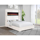  Coaster Furniture Tisdall 306032Q Upholstered Queen Flame Visualizer Bed - Cream IMAGE 2