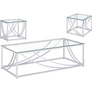  Coaster Furniture Lille 720498-S3 3-piece Glass Top Coffee And End Table Set - Chrome IMAGE 2